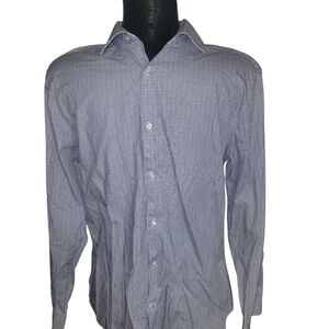 Calvin klein Blue and White Patterned Slim Fit Shirt M